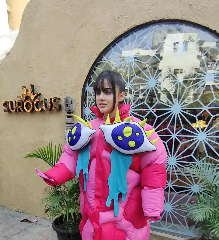 uorfi javed new magical pink dress overcoat