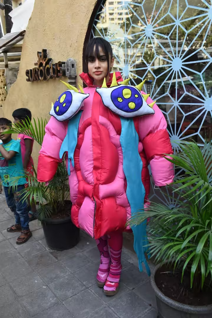 uorfi javed new magical pink dress overcoat