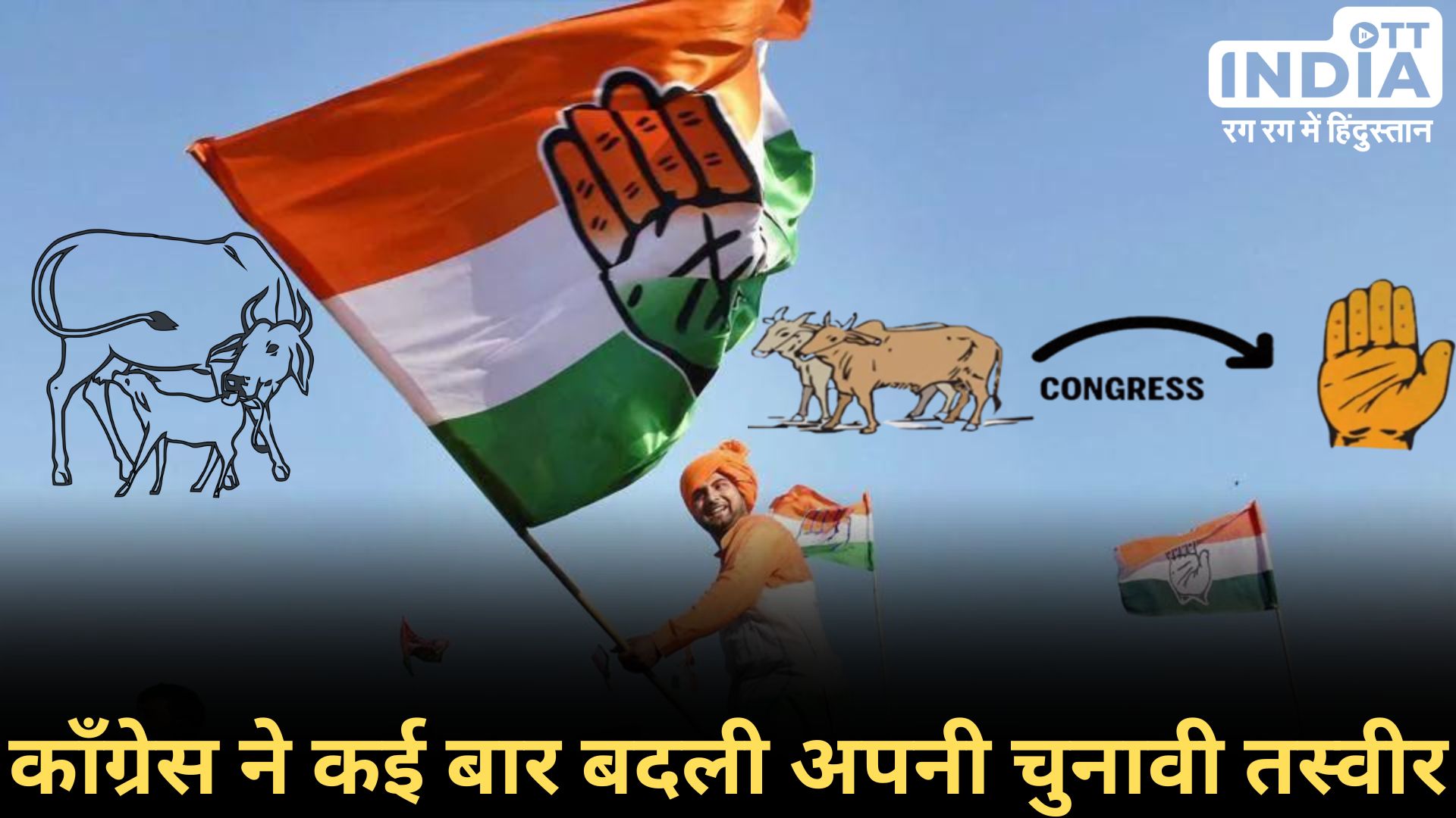 CONGRESS LOGO HISTORY: काँग्रेस ने कई बार बदला चिन्ह, दो बैलों से हाथ तक का पूरा सफर…